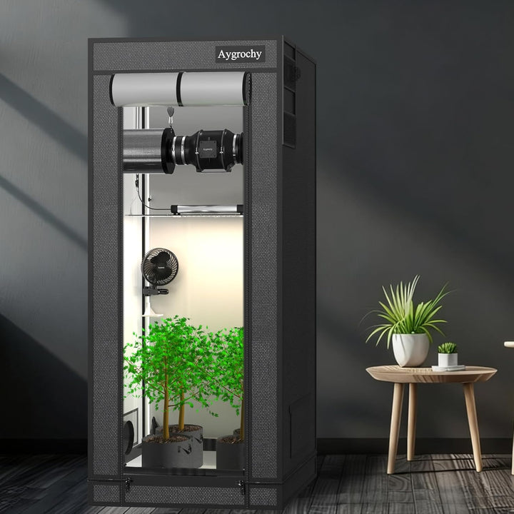 Aygrochy Growzelt 100x100x200cm, Indoor Grow Tent mit Reflektierende Mylar Zuchtzelte, abnehmbaren B