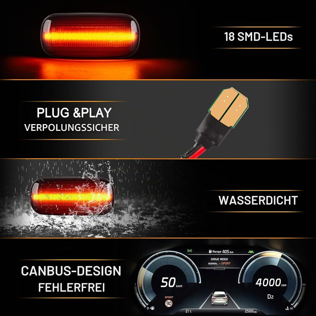 OZ-LAMPE LED Blinker Seitenblinker für Audi A3 S3 8P A4 S4 RS4 B6 B7 A4 B8 A6 S6 RS6 C5 C7 A8 D3 TT