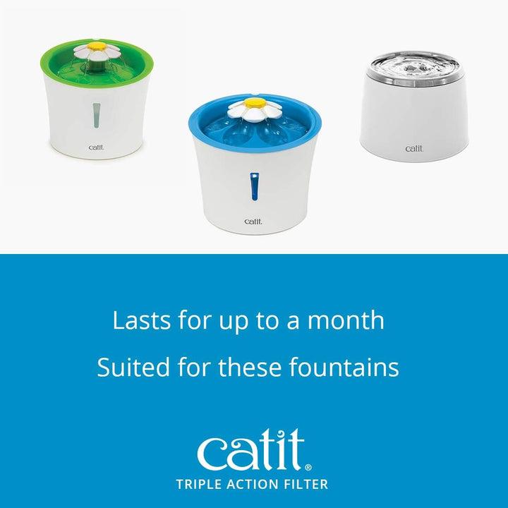 Catit Triple Action Filter, 3fach wirksamer Ersatzfilter, Trinkbrunnenfilter, 5er Pack Old Version,