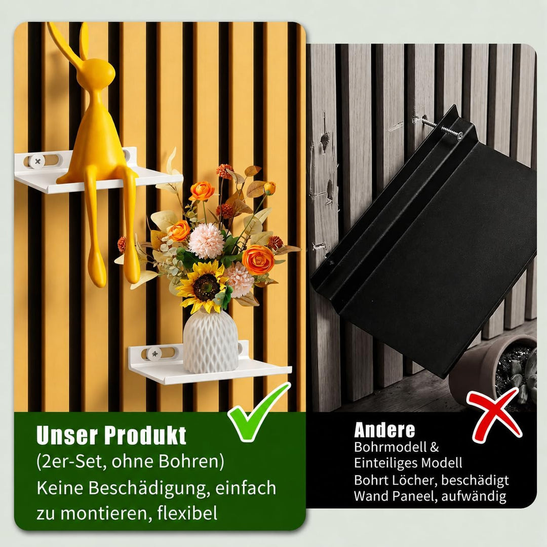 Regal für Akustikpaneele - 2er Set Zubehör Akustikpaneele Ohne Bohren für Vertikale Horizontale Pane