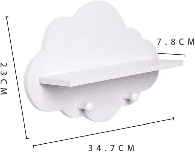 Wolkenregale, weisses schwebendes Regal aus Holz in Wolkenform, Kleiderbügel, Aufbewahrungsregal, Ki