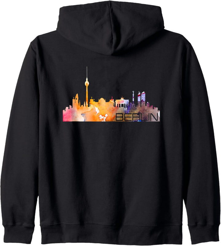 Skyline Berlin Deutschland Hauptstadt Watercolor Look Kapuzenjacke