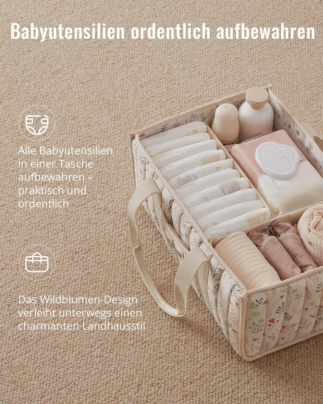 Blissful Diary Wickeltisch-Organizer, Wickelkorb für die Wickelstation, Stilvoller Wickelorganizer f