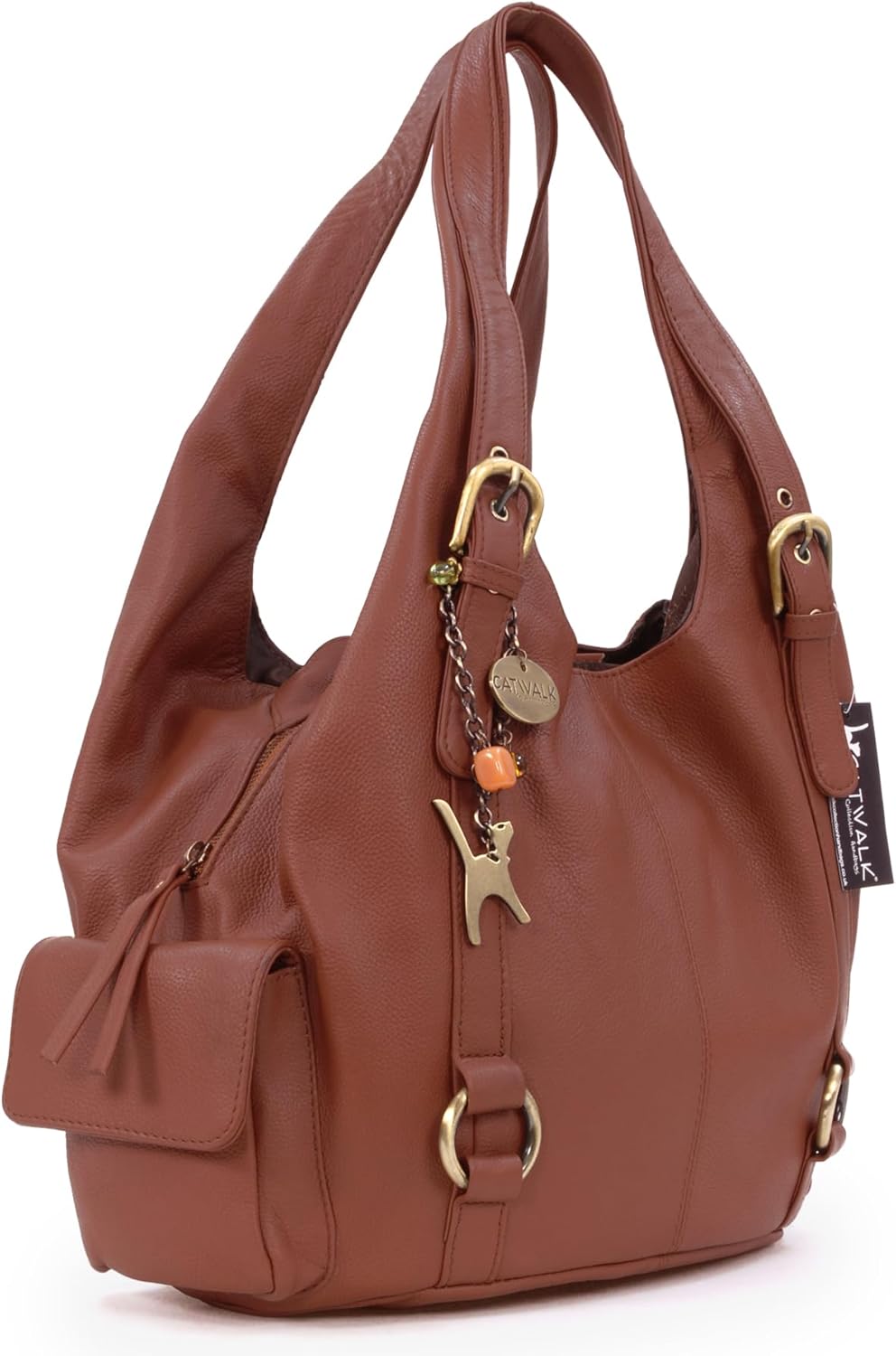 Catwalk Collection Handbags - Leder - Umhängetasche/Schultertasche - ALEX Hellbraun, Hellbraun