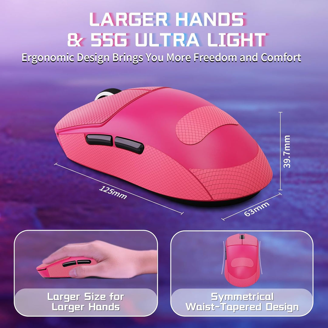 MAMBASNAKE X ATTACK SHARK X8SE 55g ultraleichte kabellose Gaming-Maus mit Band–25000 DPI,PAW3311 Sen