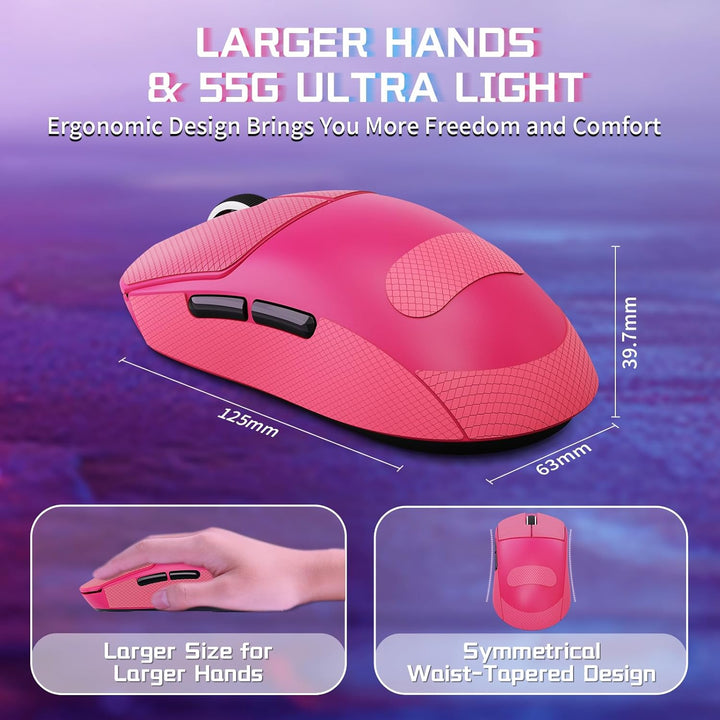 MAMBASNAKE X ATTACK SHARK X8SE 55g ultraleichte kabellose Gaming-Maus mit Band–25000 DPI,PAW3311 Sen