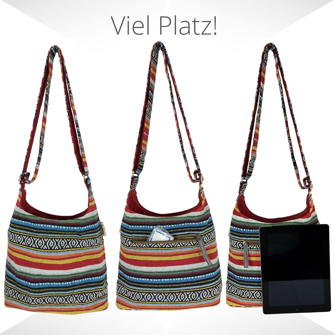 Sunsa Damen Umhängetasche. Hobo Tasche aus gewebter Baumwolle mit verstellbare Henkel. Crossbody Sch