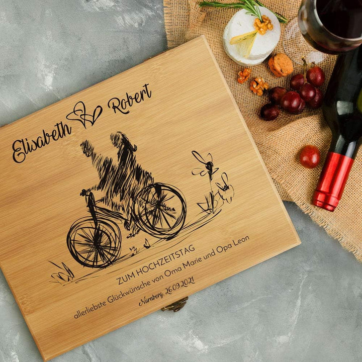 Maverton Weinöffner-Set personalisiert Weinset Sommelier Set - Geschenkbox Holzbox + 8er Weinzubehör