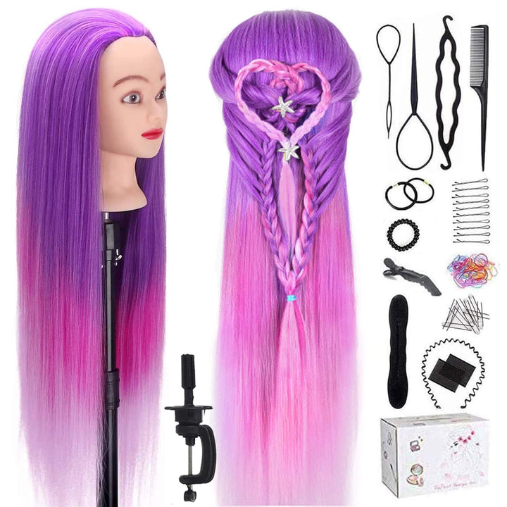 TopDirect 75cm Übungskopf Frisierkopf Friseur 100% Synthetisches Haar Perückenkopf Puppenkopf Traini