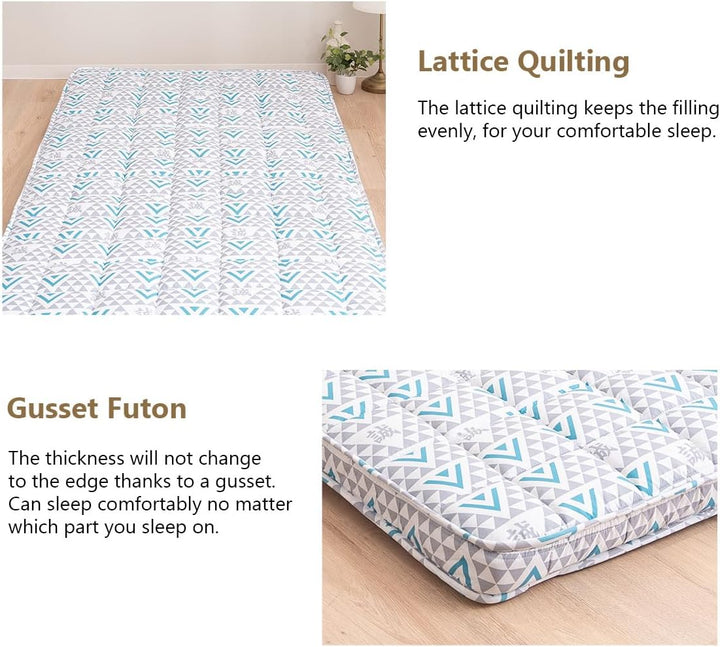 EMOOR Japanische Gepolsterte Futon Matratze Machi 100 x 202 cm Triangle-Grau (Shinsengumi Makoto), U