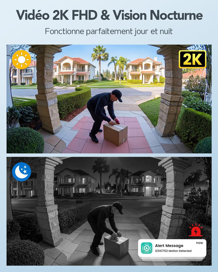 XTU 2K HD Kabellose Türklingel für den Aussenbereich, wasserdicht, kabellose Türklingel mit Kamera 1