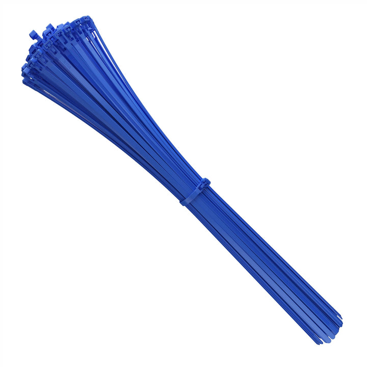 intervisio Kabelbinder Wiederverschliessbar, 540mm x 7,6mm, blau, Extra Lang, 100 Stück, Wiederlösba