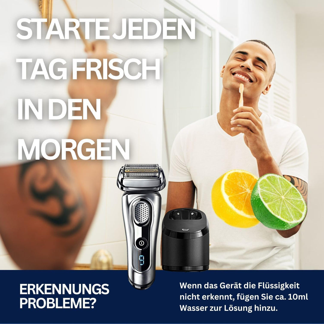 GlobaClean Scherkopfreiniger Nachfüllflüssigkeit 2x 1l - Geeignet zum Nachfüllen von Braun Clean & R
