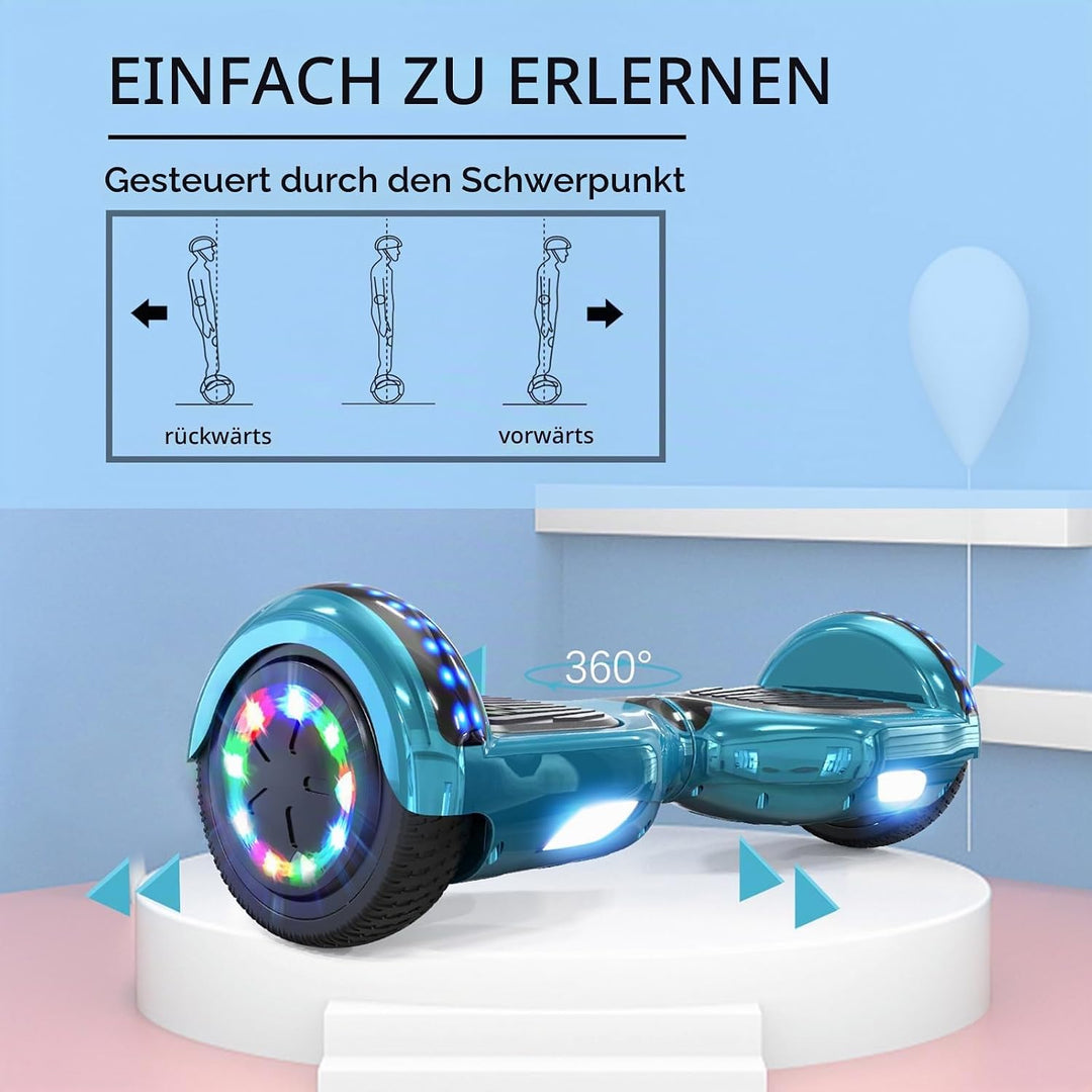 RCB Hoverboards 6,5 Zoll Skateboard Kinder und Jugendliche Hoverboards mit Bluetooth - Led Licht Seg