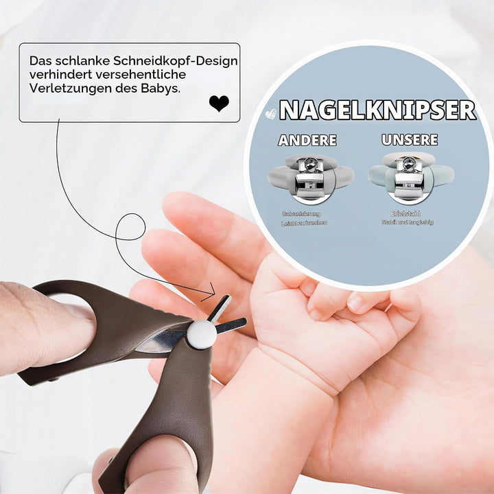 Baby Nagel Set, Baby Maniküre Set und Pediküre Set mit niedlichem Etui. Baby Nagelknipser und Bürste