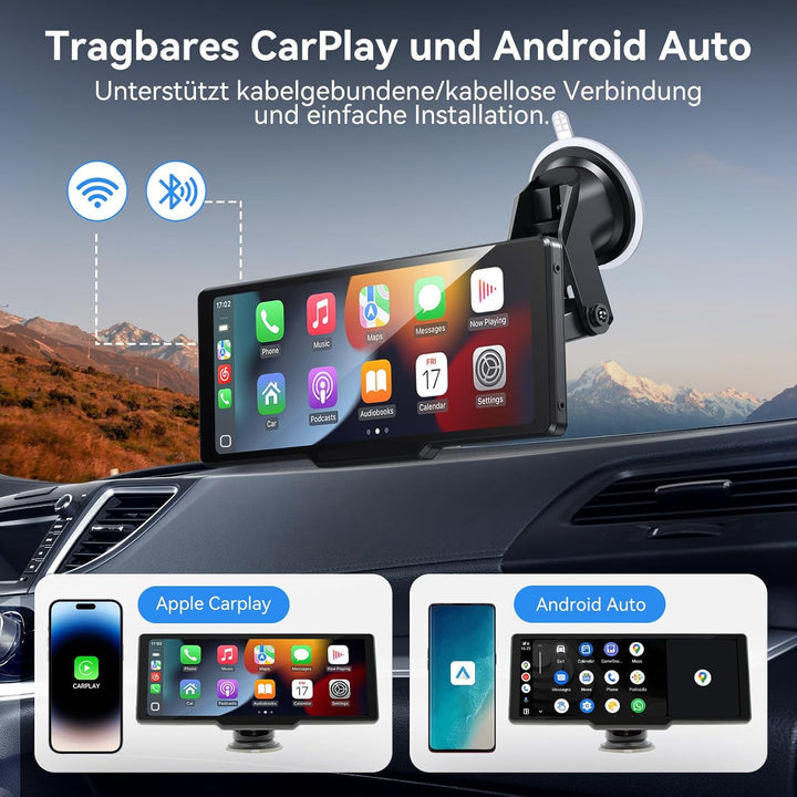 CarPlay & Android Auto Display Car Stereo, Auto-Display, 10.26-Zoll-IPS-Touchscreen, Digital Receive