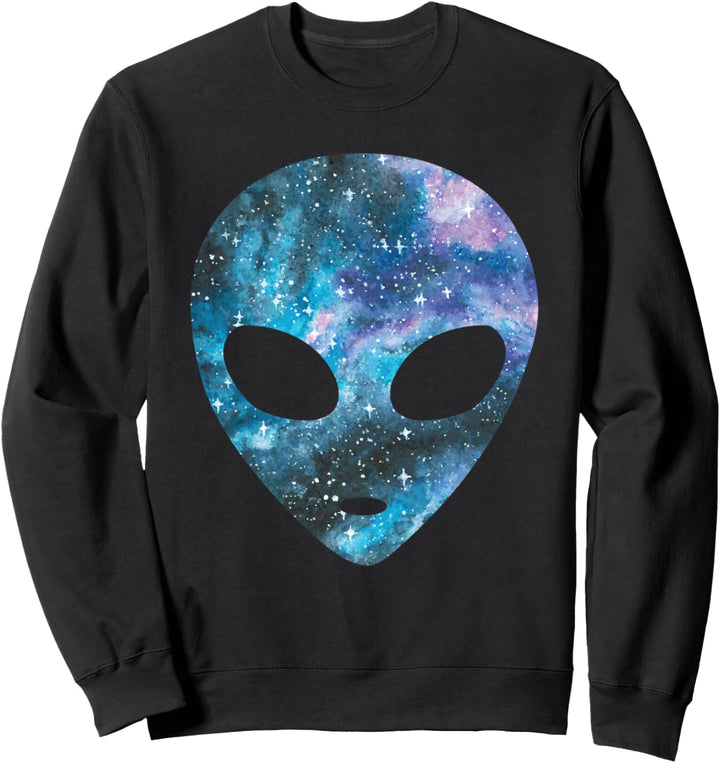 Psychedelischer Alien Kopf Kosmische Galaxie Trippy Weltraum Sweatshirt