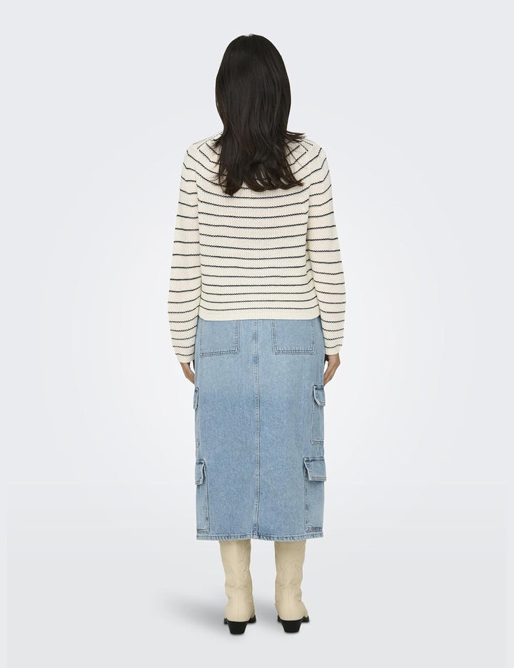 ONLY Female Strickpullover Normal geschnitten Rundhals Voluminöser Armschnitt Pullover XS Jet Stream