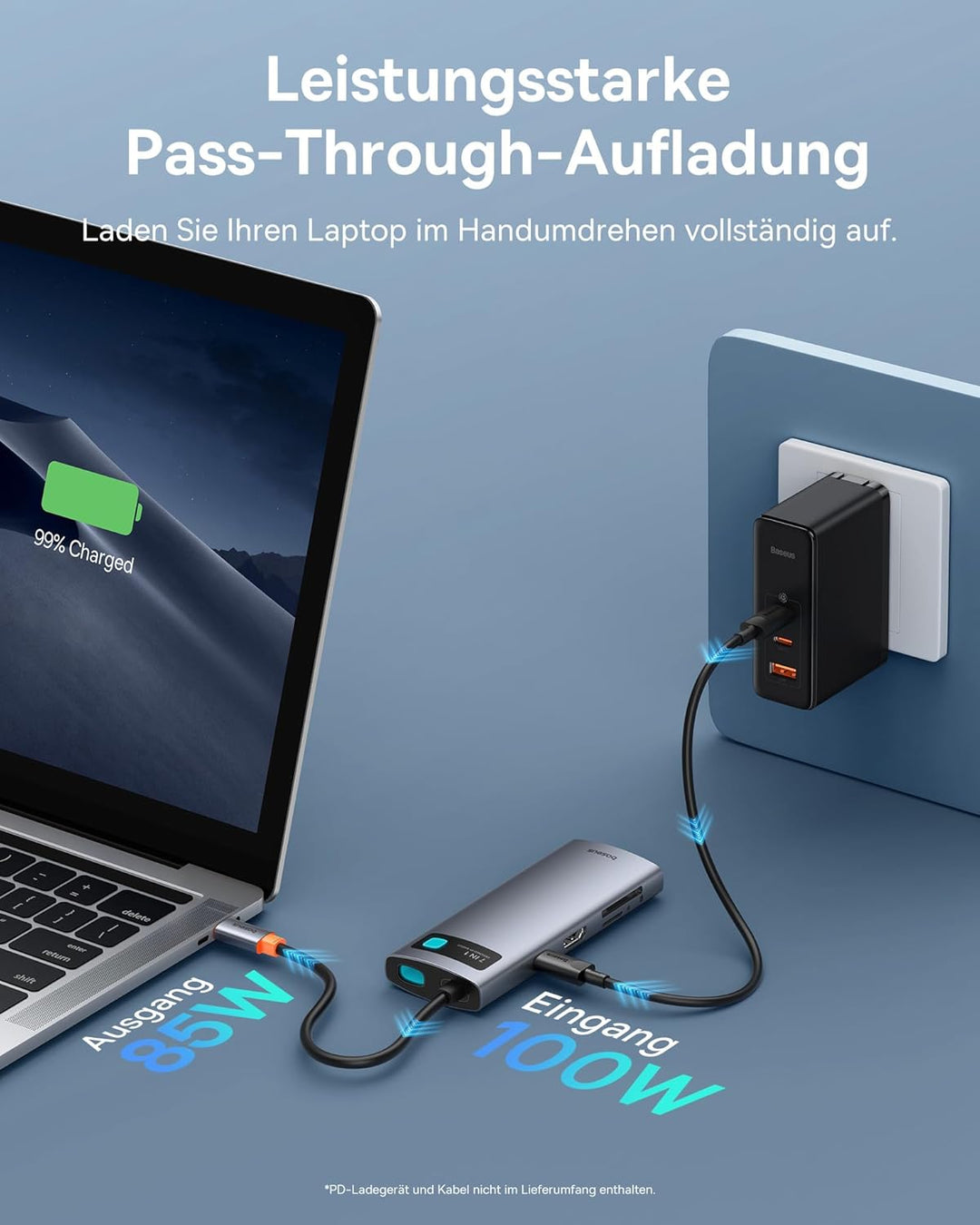 Baseus USB C Hub 7 in 1 Adapter mit 4K@60Hz HDMI, 100W PD, 3 A 3.0 5Gbps, SD/TF Kartenleser, Docking