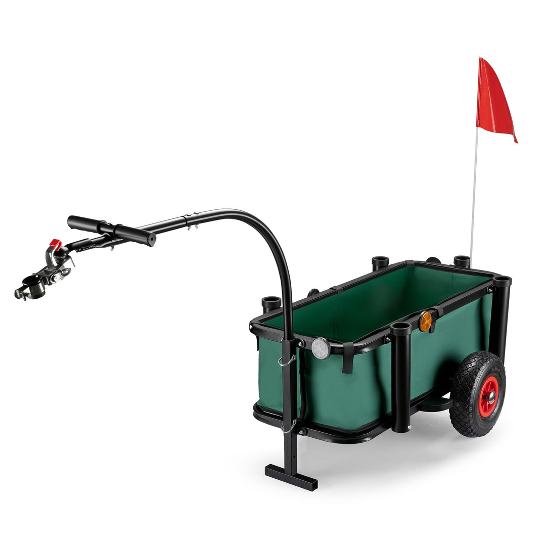 Wiltec Angelwagen mit Tasche, Angel Trolley bis 50 kg, Transportkarre mit 60 l Volumen, Bollerwagen