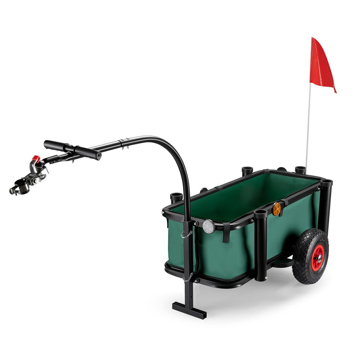Wiltec Angelwagen mit Tasche, Angel Trolley bis 50 kg, Transportkarre mit 60 l Volumen, Bollerwagen