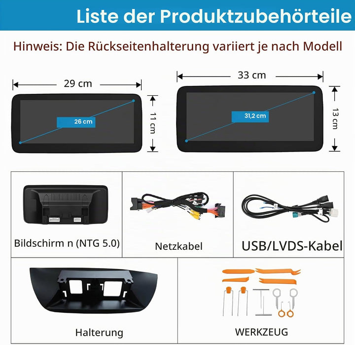 Autoradio 12,3 Zoll Touchscreen für 2015-2018 Mercedes Benz B-Klasse W246 mit NTG 5,0/5,1/5,2, unter
