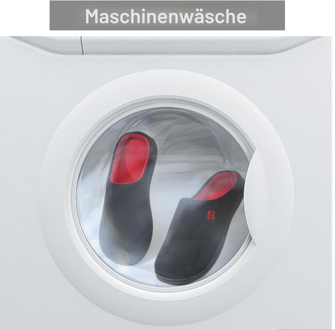 RockDove Herren Original Zweifarbige Hausschuhe mit Rückstellschaum 42/43 EU Schwarz und Rot, 42/43