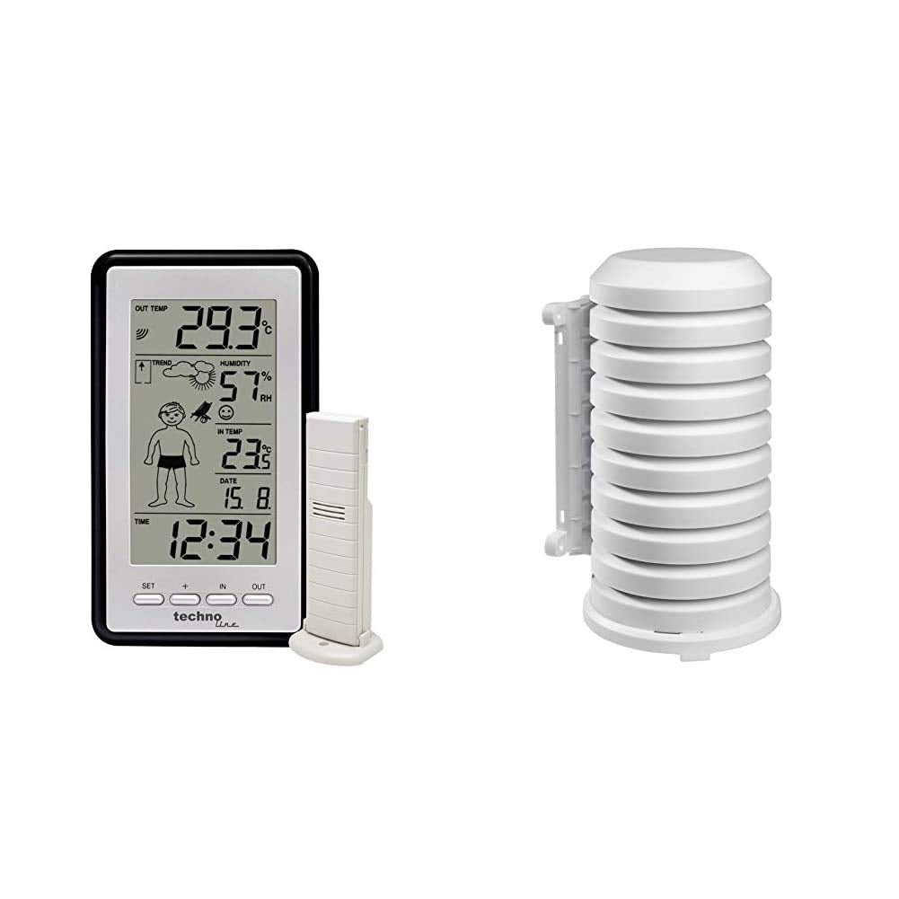 Technoline WS 9632 Wetterstation mit Vorhersage, grau & TFA Dostmann Schutzhülle für Sender Artikel,