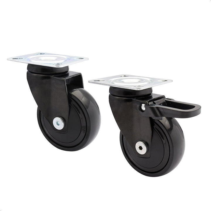 WAGNER Design - 3C - Lenkrollen / Apparaterollen / Möbelrollen 2tlg. Set - schwarz, 1 Rolle ohne u.