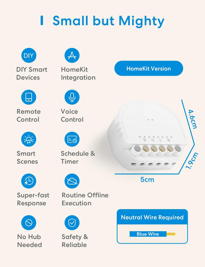 WiFi Relais WLAN Schalter funktioniert Apple HomeKit, meross Relais Modul, für smart home DIY Auf-/U