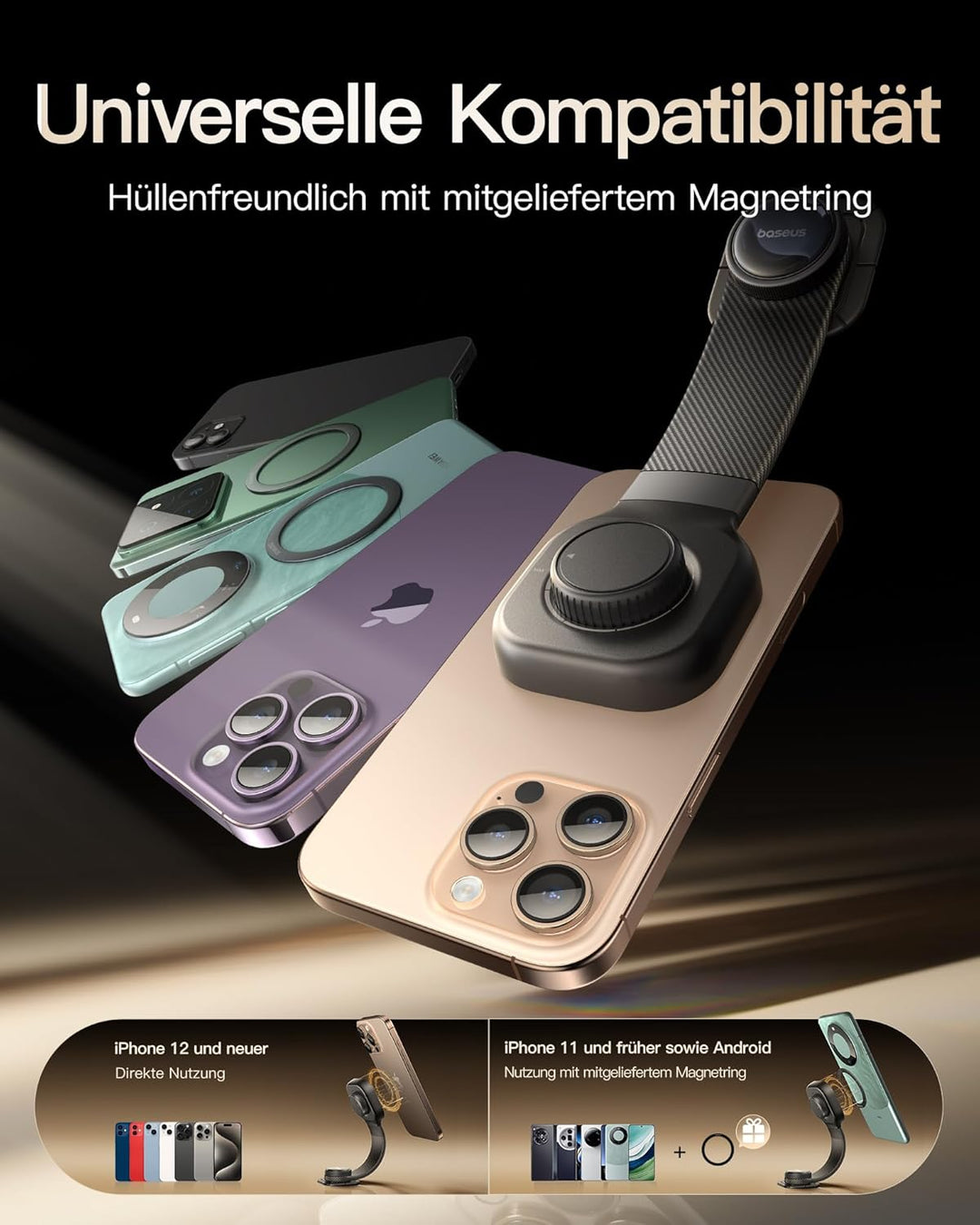 Baseus C03 Handyhalterung Auto Magnet, 360° drehbar Magnetische Magsafe Handy Halterung Auto mit Bie