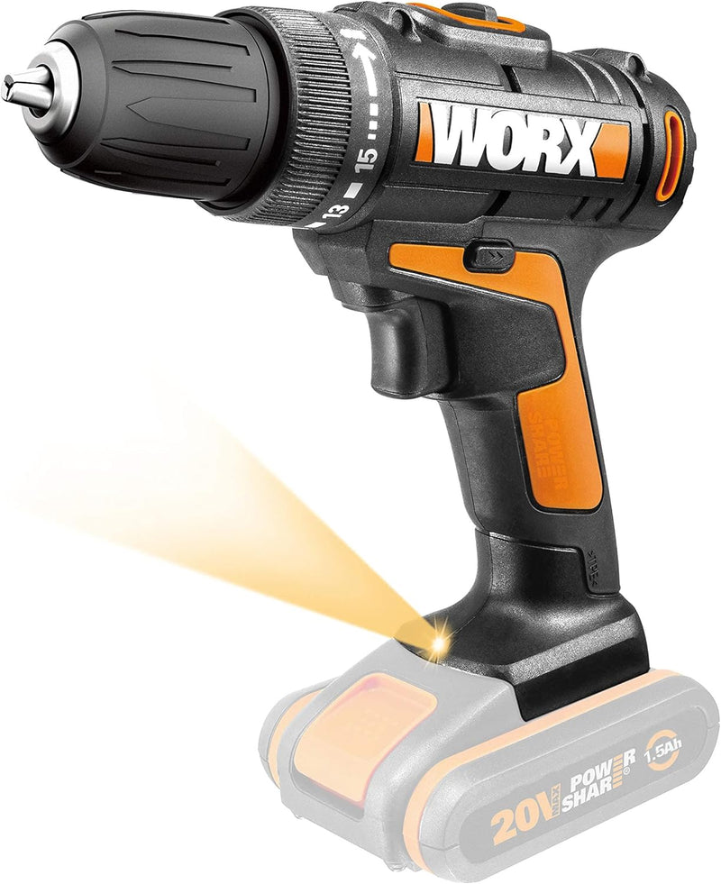 WORX WX101.9 Akku Bohrschrauber 20V – Leistungsstarker Akkuschrauber zum Bohren und Schrauben – Ohne