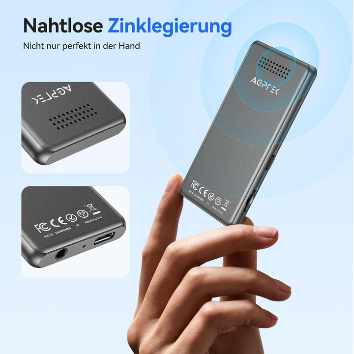AGPTEK MP3 Player mit Bluetooth, 1,8 Zoll MP3-Player mit Lautsprecher, Kopfhörer & FM-Radio, HiFi-So
