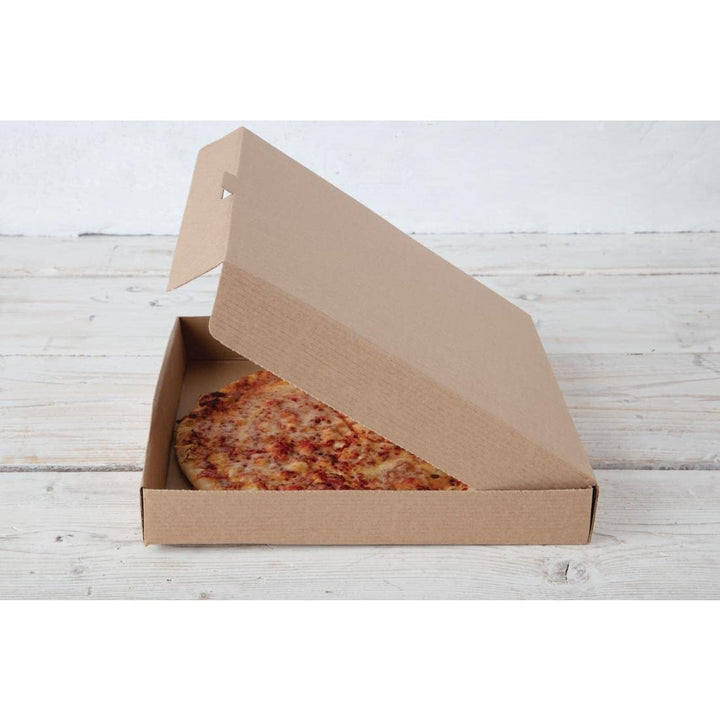Fiesta kompostierbare Pizzakartons 12 Zoll (Packung mit 100 Stück), Farbe Kraft, gewellte Konstrukti