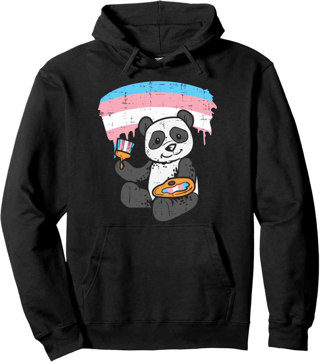 Panda Painting Transgender Trans Pride Flag Transsexual LGBT Pullover Hoodie