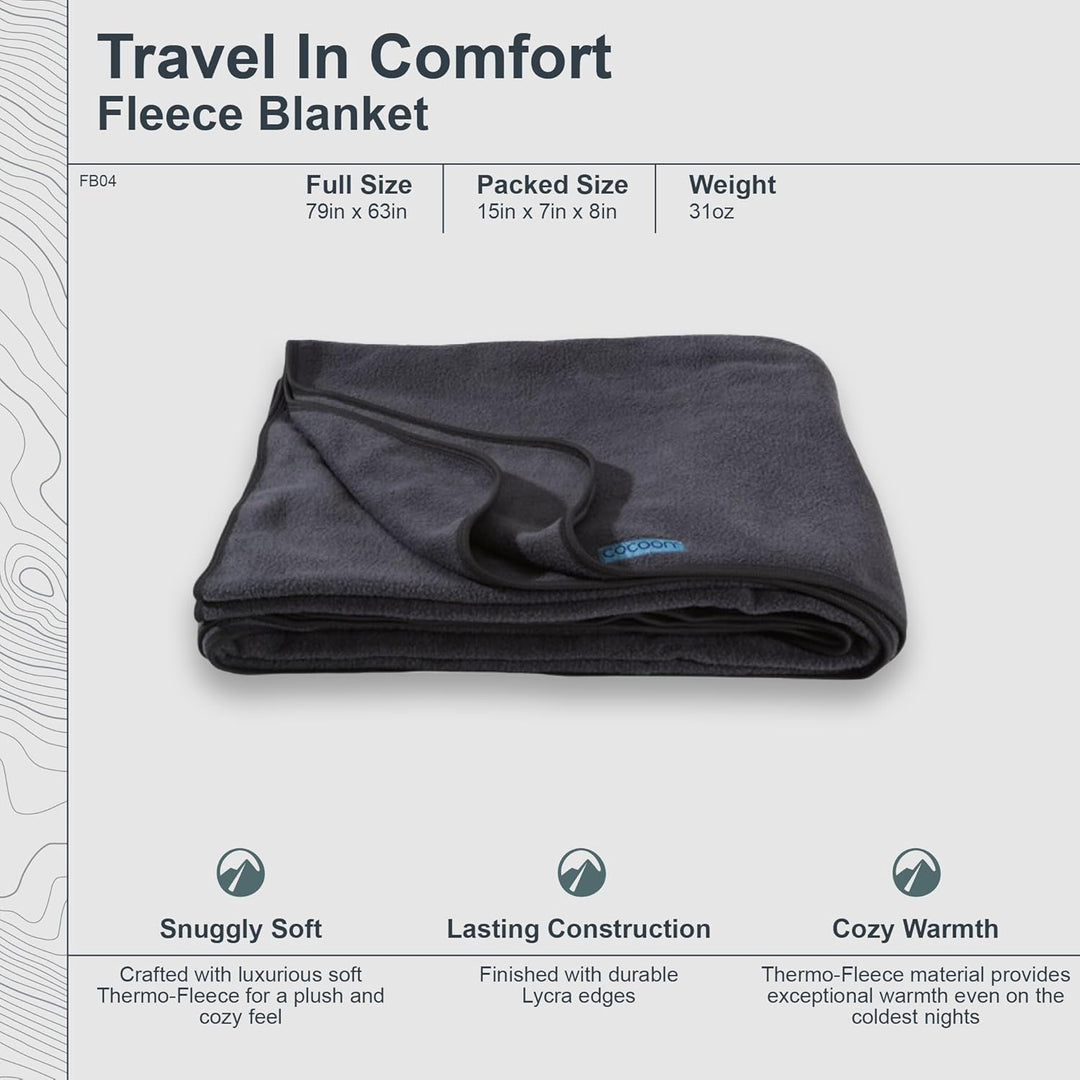 COCOON Premium Reise-Fleecedecke, gemütlich, weich, warm, Anthrazit Dunkelgrau, Dunkelgrau