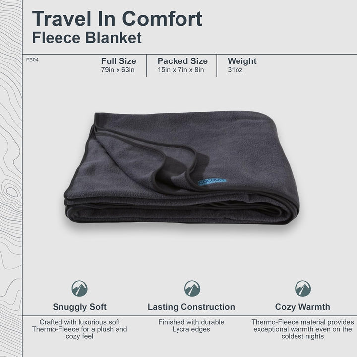 COCOON Premium Reise-Fleecedecke, gemütlich, weich, warm, Anthrazit Dunkelgrau, Dunkelgrau