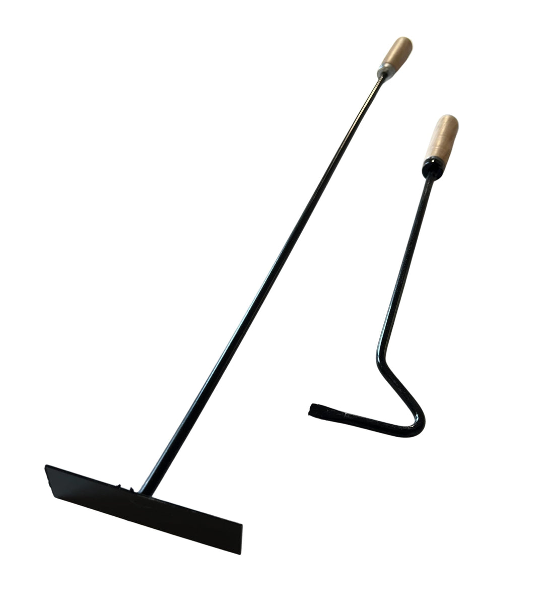 pokm toolsmarket - SET 50cm Schürhaken + 70cm Ascheschaber mit Holzgriff, Kaminbesteck Reinigungsset