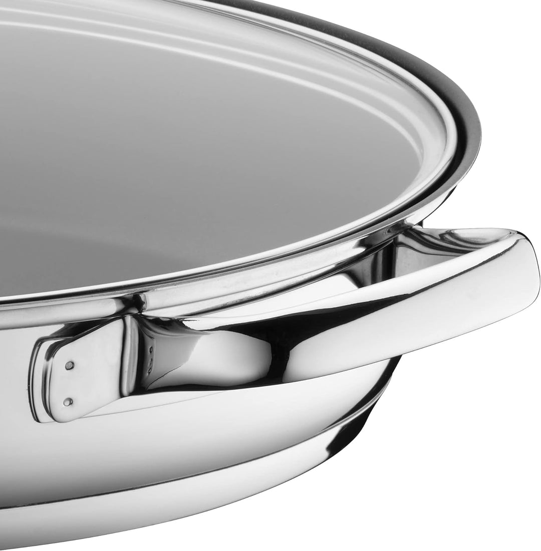 WMF Schmorpfanne/Fischpfanne oval 38 x 26 cm, mit Glasdeckel, Cromargan Edelstahl beschichtet, Induk