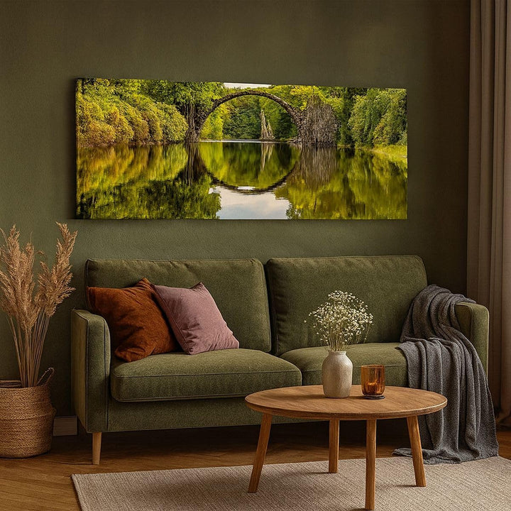 Wandbilder Dekoration Wohnzimmer Park Natur Wasser Panorama Bilder auf Leinwand 120x50cm Leinwandbil