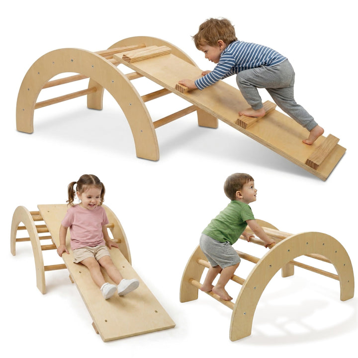 509 Crew Zoo 2in1 Kletterbogen mit Rutsche/Kletterbrett-Set, Indoor- und Outdoor-Spielhalle, Montess