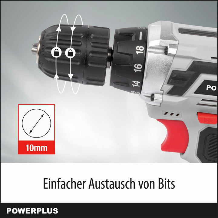 Powerplus Akkuschrauber & Akkubohrer POWC1051 - Schraubendreher & Bohrer 12V, Inkl. 1 x 1,3Ah Akku u