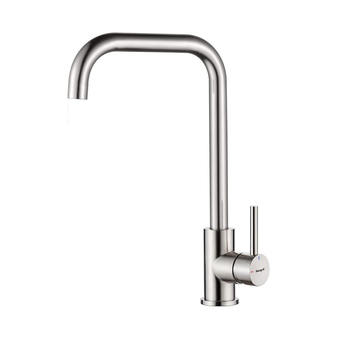 IBERGRIF M22105A, Hoch Küchenarmatur, Einhebel Spültischarmatur, Wasserhahn für Küche, Matt, Grau, G