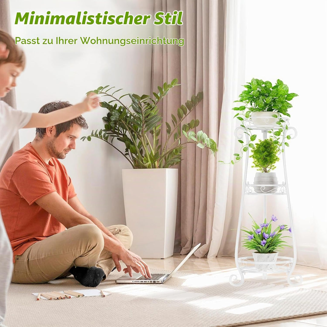 3 Etagen Blumenständer Pflanzenständer Blumenetagere Pflanzenregal aus Metall für grosse Töpfe Indoo
