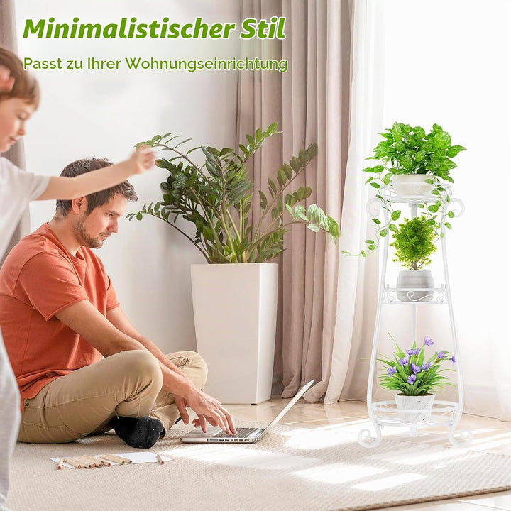 3 Etagen Blumenständer Pflanzenständer Blumenetagere Pflanzenregal aus Metall für grosse Töpfe Indoo