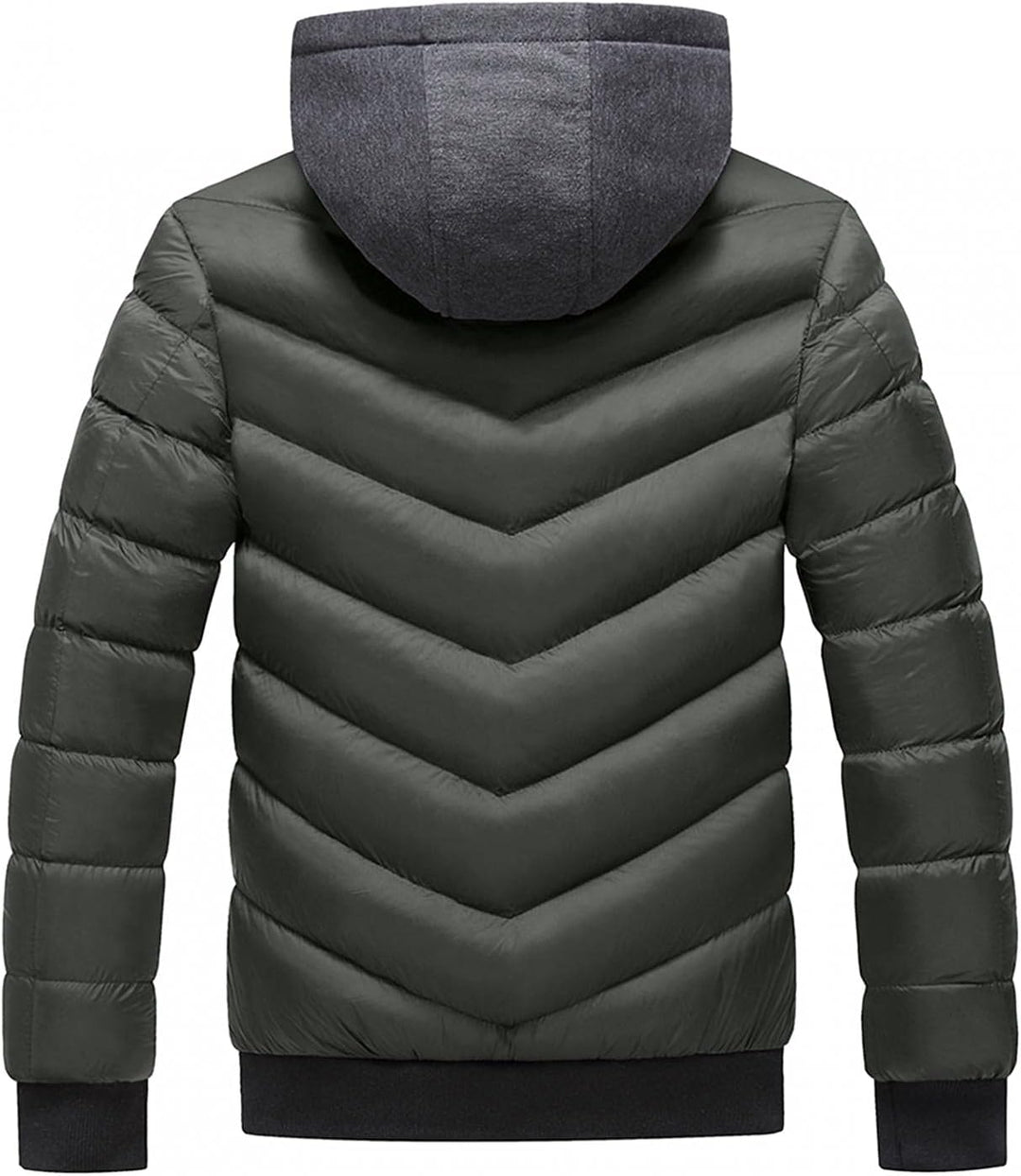 Herren Daunenjacke Winddichte Steppjacke Übergangs Jacke mit Kapuze, Armeegrün