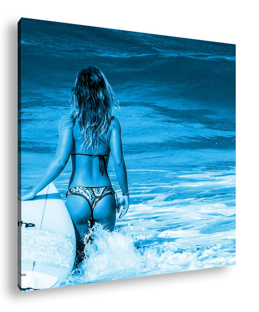 deyoli Erotisches Surfen im Meer Format: 70x70 Effekt: Monocrome Blau als Leinwandbild, Motiv fertig
