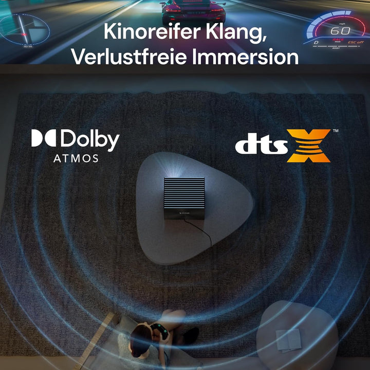 Valerion StreamMaster Plus2 4K Beamer Laser, 2000 ISO Lumens, 4ms Low-Latency-Gaming, 10000:1 Contra