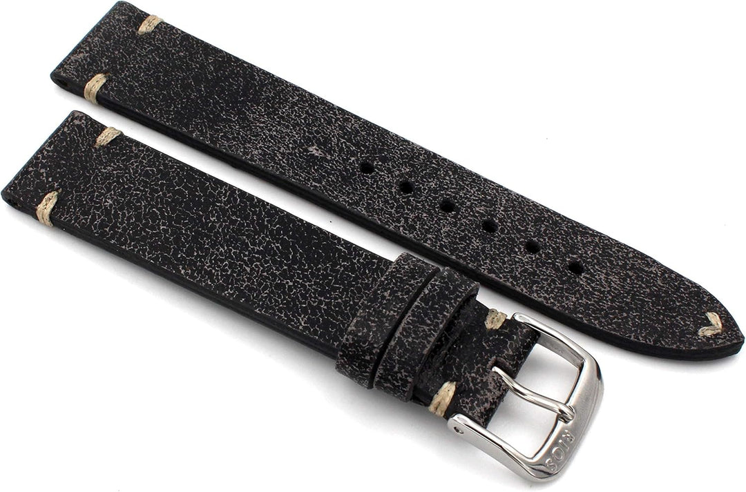 Rios1931 Sagittarius Vintage Rindsleder Uhrenarmband handgemacht in Deutschland Robust 18mm Scratche