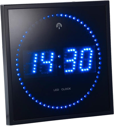 Lunartec LED Uhr: LED-Funk-Wanduhr mit Sekunden-Lauflicht durch Blaue LEDs (Funk-Wanduhr Digital bel